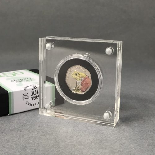 Jeremy Fisher BU 50p Coin 2017 Beatrix Potter, Silver Proof Style Display