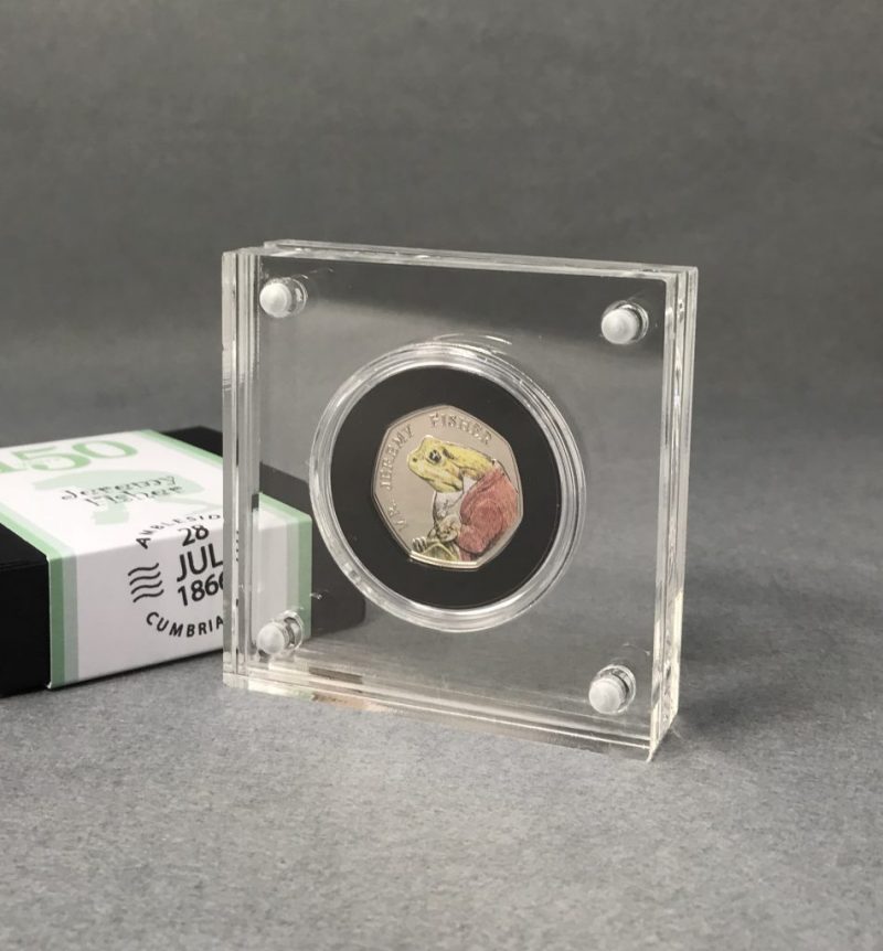 Jeremy Fisher BU 50p Coin 2017 Beatrix Potter, Silver Proof Style Display