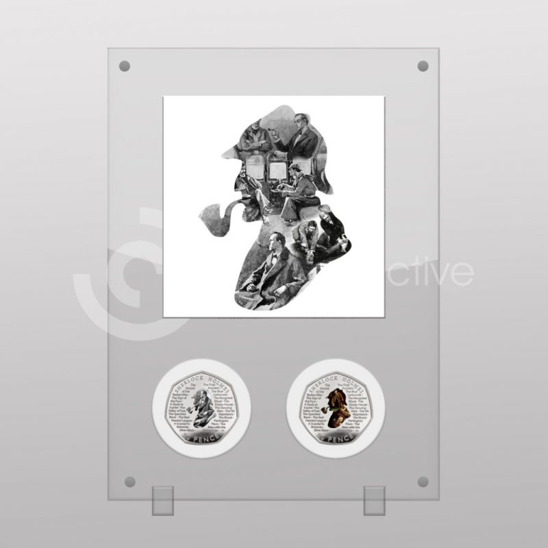 Sherlock Holmes 50p Coins in Acrylic Display