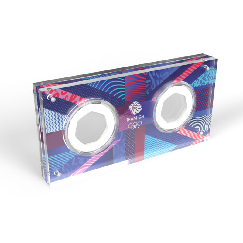 Olympic 2024 Union Jack 50p 2 Coin Acrylic Display Case Holder - Image 2