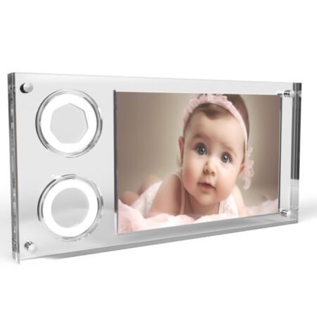 Photo of smiling baby in clear frame