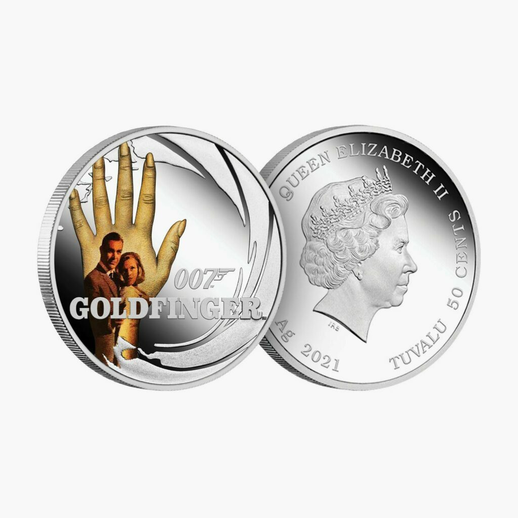 Sean Connery 007 James Bond Goldfinger 2021 1/2 oz Silver Proof Coin Display Case - Image 2