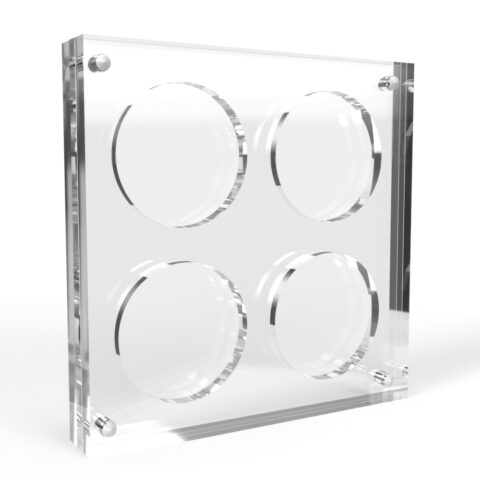 2 inch x 4mm or 6mm Challenge Coin Acrylic 4 Coin Display Case Holder
