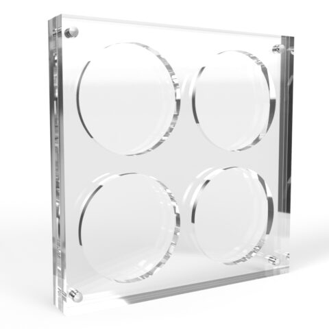2.5 inch x 4mm or 6mm Challenge Coin Acrylic 4 Coin Display Case Holder