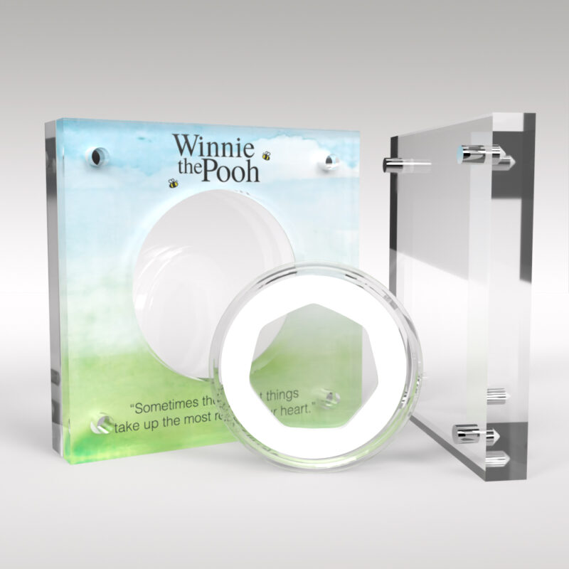 Winnie the Pooh 50p Coin Watercolour Print Acrylic Coin Display Holder - Image 2