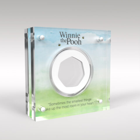 Winnie the Pooh 50p Coin Watercolour Print Acrylic Coin Display Holder