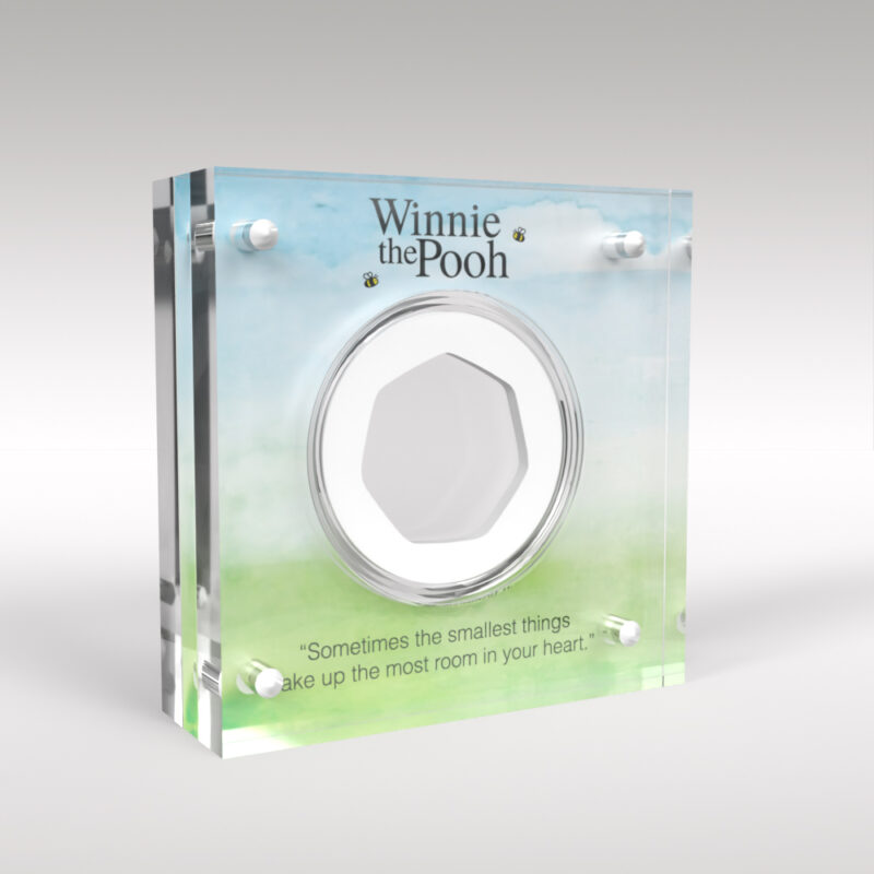 Winnie the Pooh 50p Coin Watercolour Print Acrylic Coin Display Holder