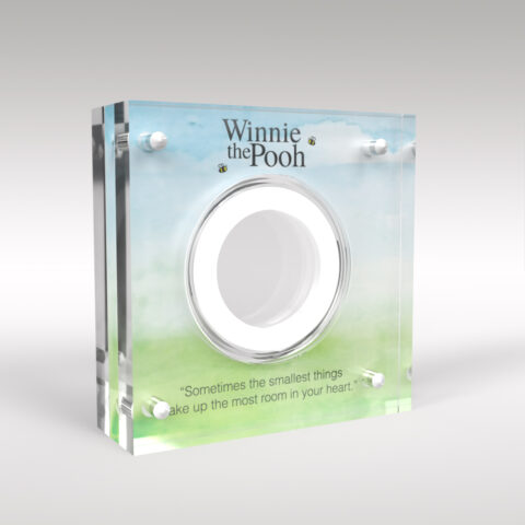 Winnie the Pooh Two Pound Coin Watercolour Print Acrylic Coin Display Holder