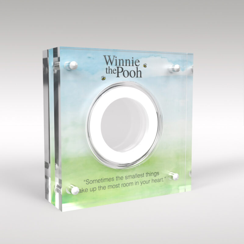 Winnie the Pooh Two Pound Coin Watercolour Print Acrylic Coin Display Holder