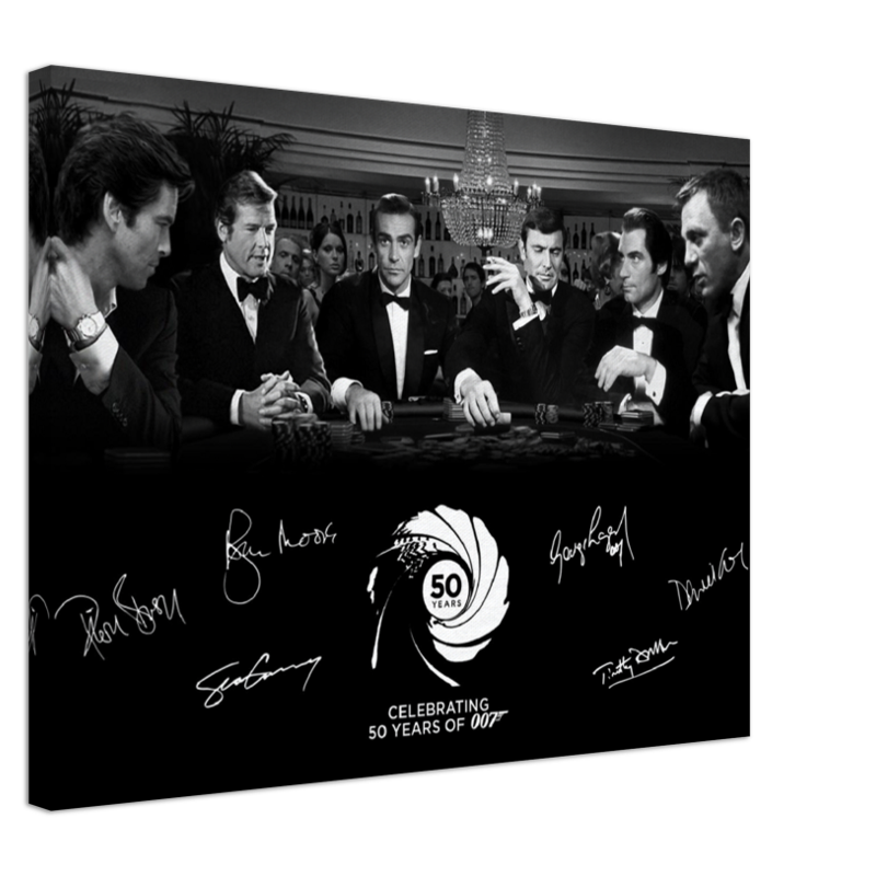 Signed James Bond Casino Print Wall Art Canvas
