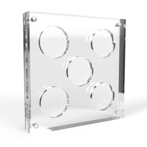 1.5 inch x 4mm or 6mm Challenge Coin Acrylic 5 Coin Display Case Holder