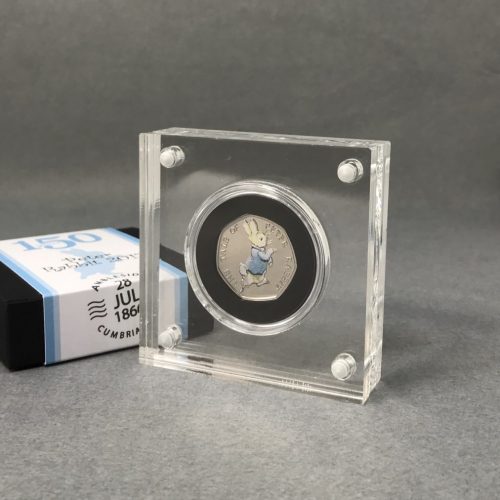 Peter Rabbit BU 50p Coin 2017 Beatrix Potter, Silver Proof Style Display