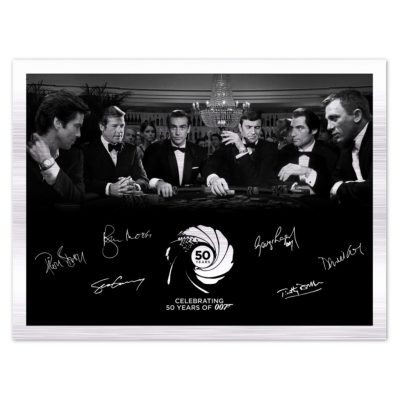 Signed James Bond Casino Print Wall Art Brushed Aluminium Print