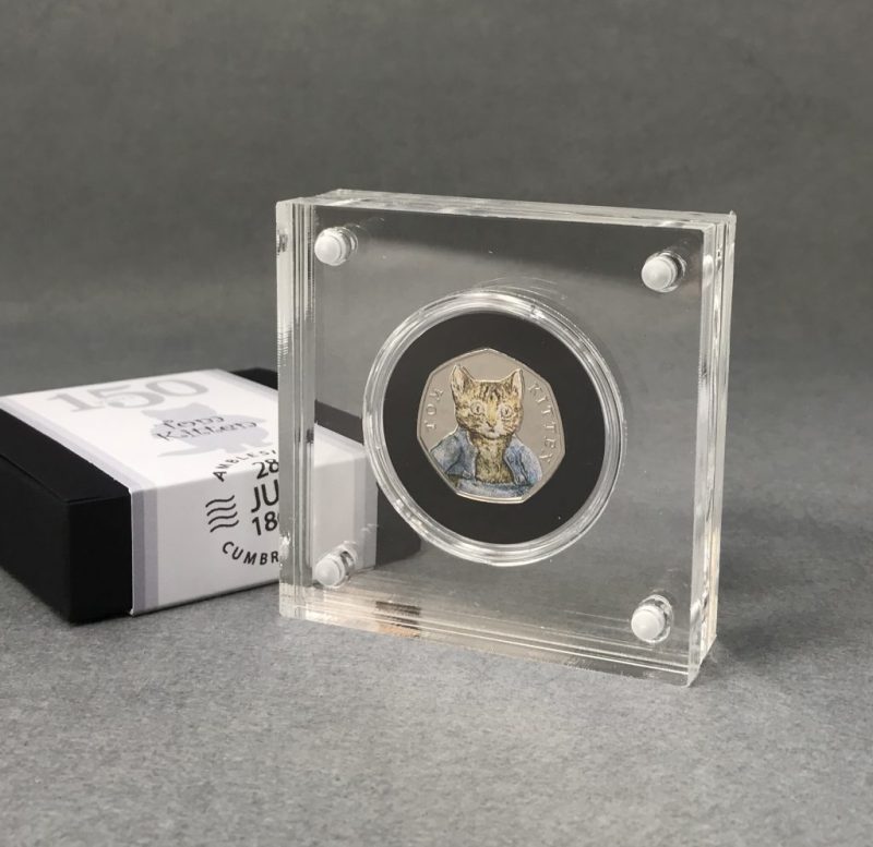 Tom Kitten BU 50p Coin 2017 Beatrix Potter, Silver Proof Style Display
