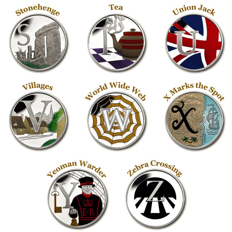 A-Z 10p Coin Coloured Decal Stickers Metallic Look - Image 3