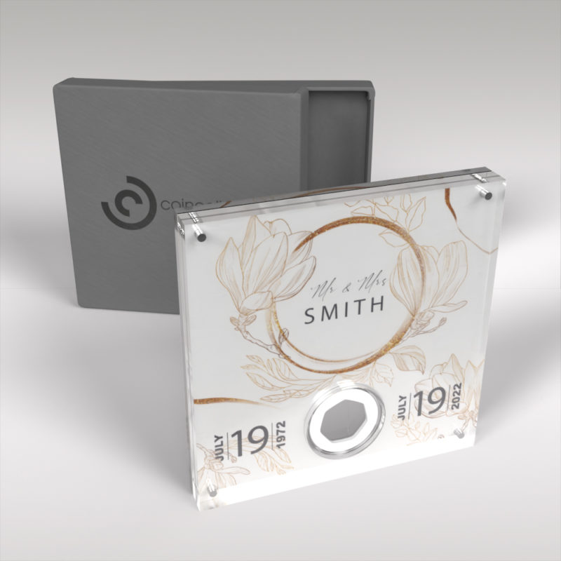 Personalised 50p Commemorative Wedding Anniversary Deluxe Coin Display Case Display - Image 3