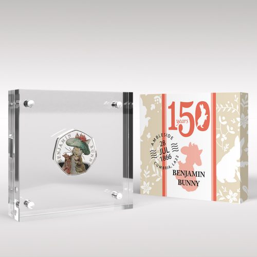 Benjamin Bunny 50p Coin Beatrix Potter, Silver Proof Style Display