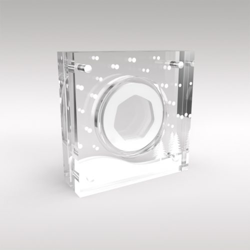 Acrylic Coin Display with Vinyl Snow Detail