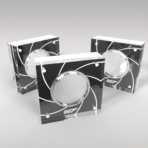 3 x James Bond Five Pound Coin Displays