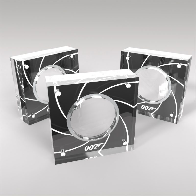 3 x James Bond Five Pound Coin Displays