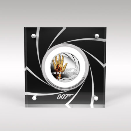 Sean Connery 007 James Bond Goldfinger 2021 1/2 oz Silver Proof Coin Display Case