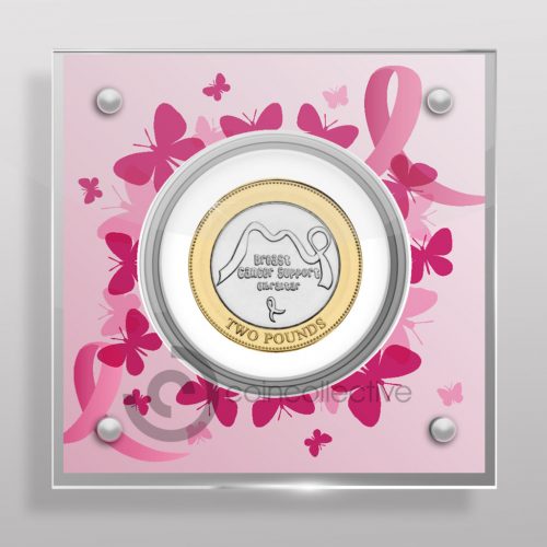 Acrylic Coin Display for the Gibraltar 2 pounds 2019 - breast cancer awareness