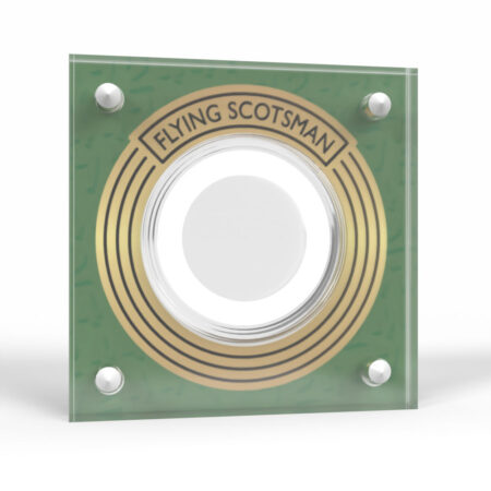 Commemorative Flying Scotsman plaque with a central circle.