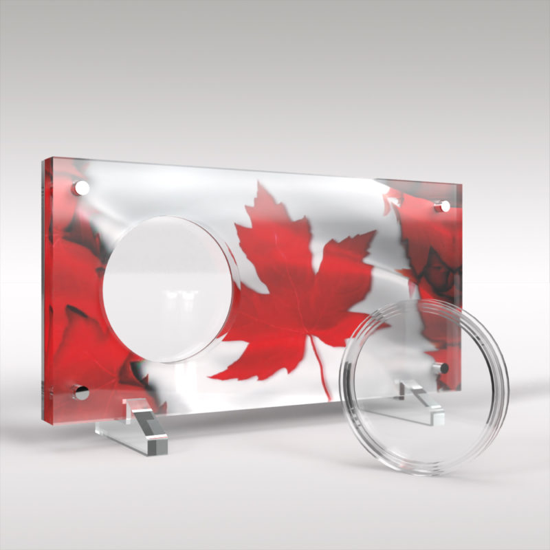 1oz Canadian Maple Leaf Coin Acrylic Acrylic Coin Display - Image 2
