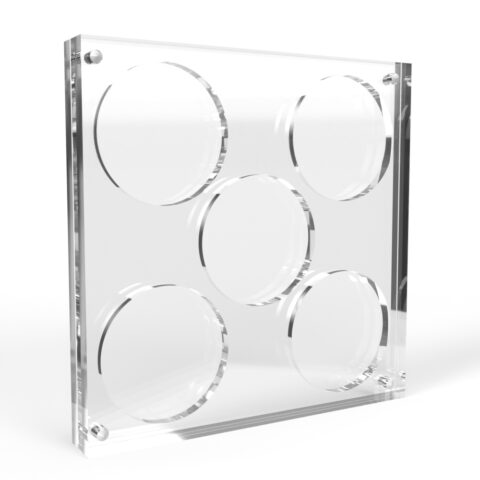 2.5 inch x 4mm or 6mm Challenge Coin Acrylic 5 Coin Display Case Holder
