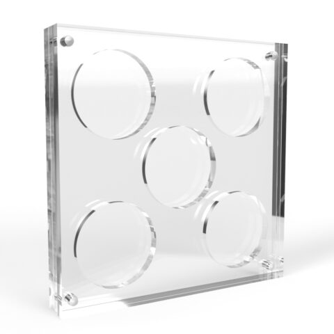 2 inch x 4mm or 6mm Challenge Coin Acrylic 5 Coin Display Case Holder