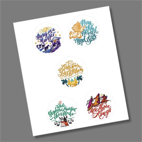 Christmas Carol 50p Coin Coloured Decal Stickers