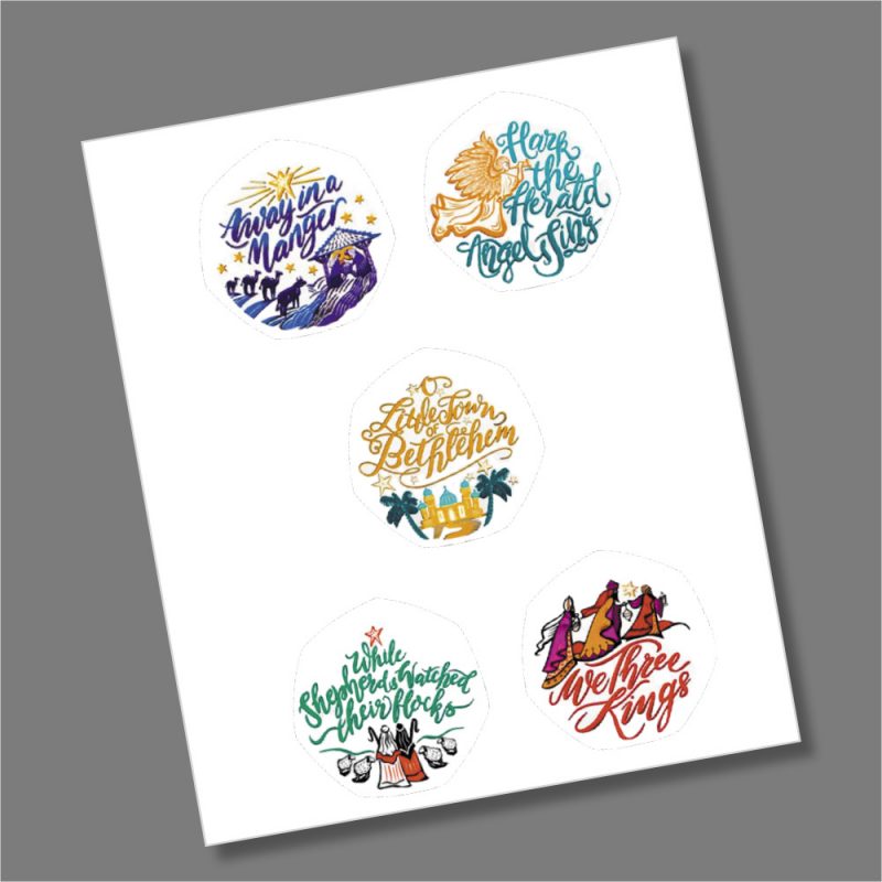 Christmas Carol 50p Coin Coloured Decal Stickers