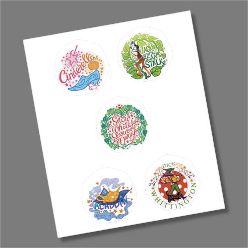 Christmas Pantomime 50p Coin Coloured Decal Stickers