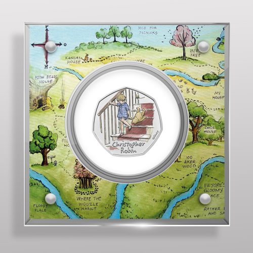 Christopher Robin 50p Royal Mint Coin BU Coloured Decal Display