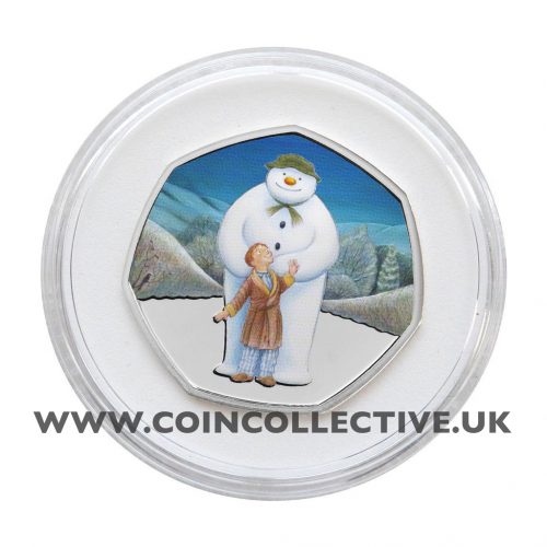 The Snowman 2019 Coloured Decal BU 50p Coin