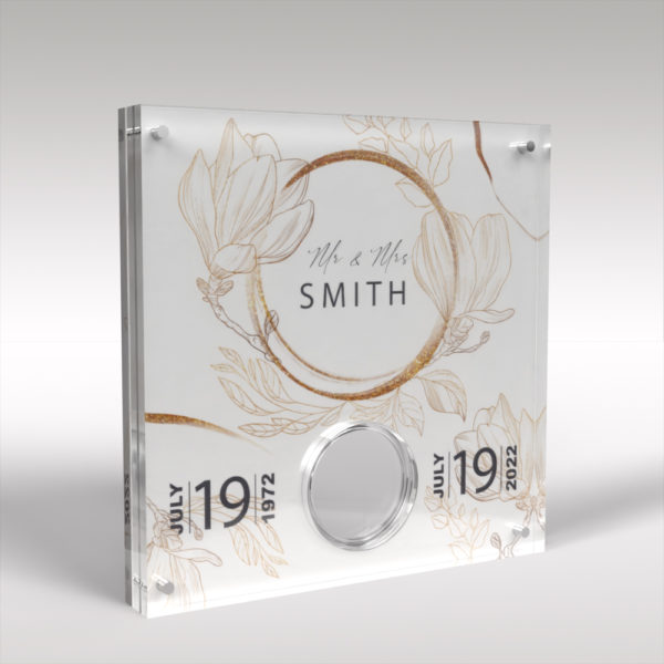 Personalised 50p Commemorative Wedding Anniversary Deluxe Coin Display Case Display