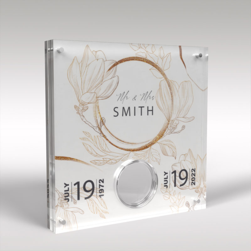Personalised 50p Commemorative Wedding Anniversary Deluxe Coin Display Case Display