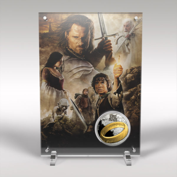 The Lord of the Rings Silver Plated Coin and Perspex Coin Display Stand