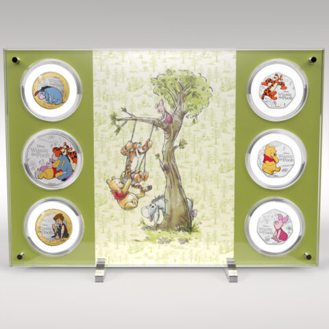 Winnie the Pooh 100 Years Disney 6 Coin Collection with Acrylic Display Stand