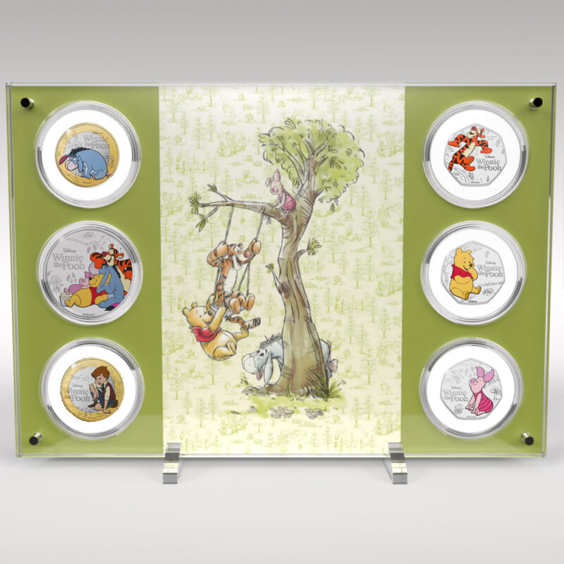 Winnie the Pooh 100 Years Disney 6 Coin Collection with Acrylic Display Stand
