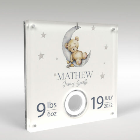 New Baby Acrylic Coin Keepsake Display Bear and Moon - US Coins