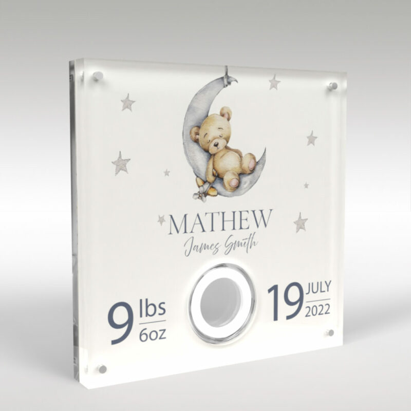 New Baby Acrylic Coin Keepsake Display Bear and Moon - US Coins