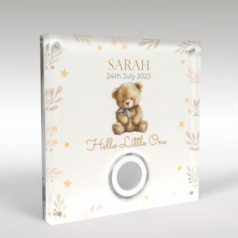 New Baby Personalised Acrylic Coin Display Holder