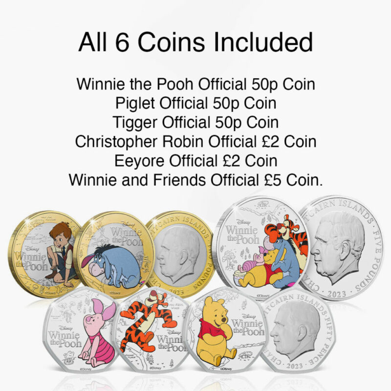 Winnie the Pooh 100 Years Disney 6 Coin Collection with Acrylic Display Stand - Image 2