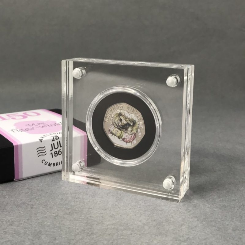 Mrs Tiggywinkle BU 50p Coin 2016 Beatrix Potter, Silver Proof Style Display