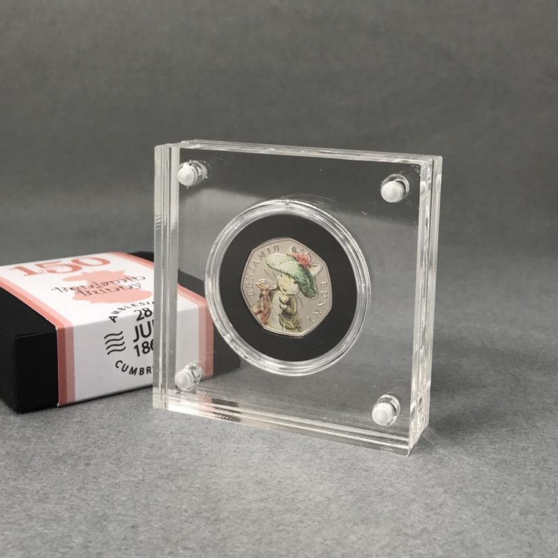 Benjamin Bunny BU 50p Coin 2017 Beatrix Potter, Silver Proof Style Display