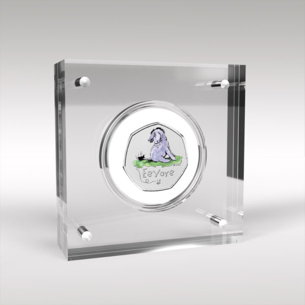 Eeyore 50p Royal Mint Coin BU Coloured Decal Display