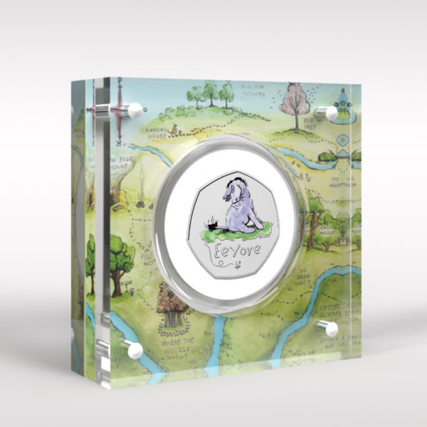 Eeyore 50p Royal Mint Coin BU Coloured Decal Display