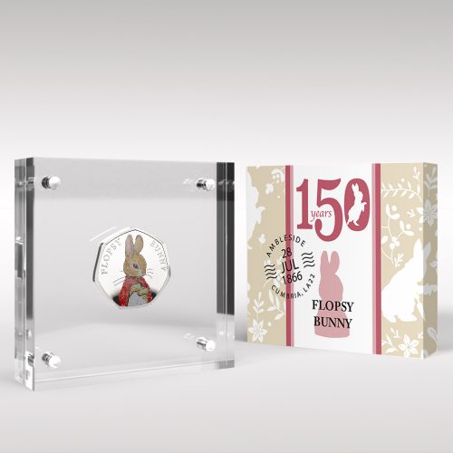 Flopsy Bunny 2018 50p Coin Beatrix Potter, Silver Proof Style Display