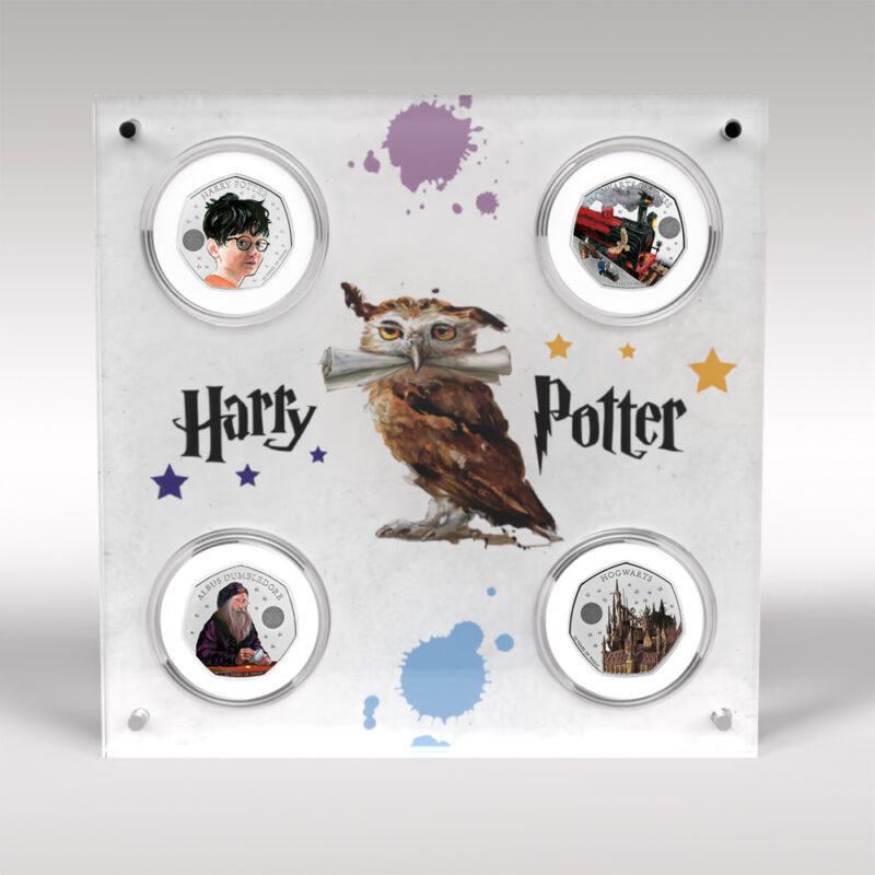 Harry Potter 50p 4 Coin Collection in Acrylic Display Stand
